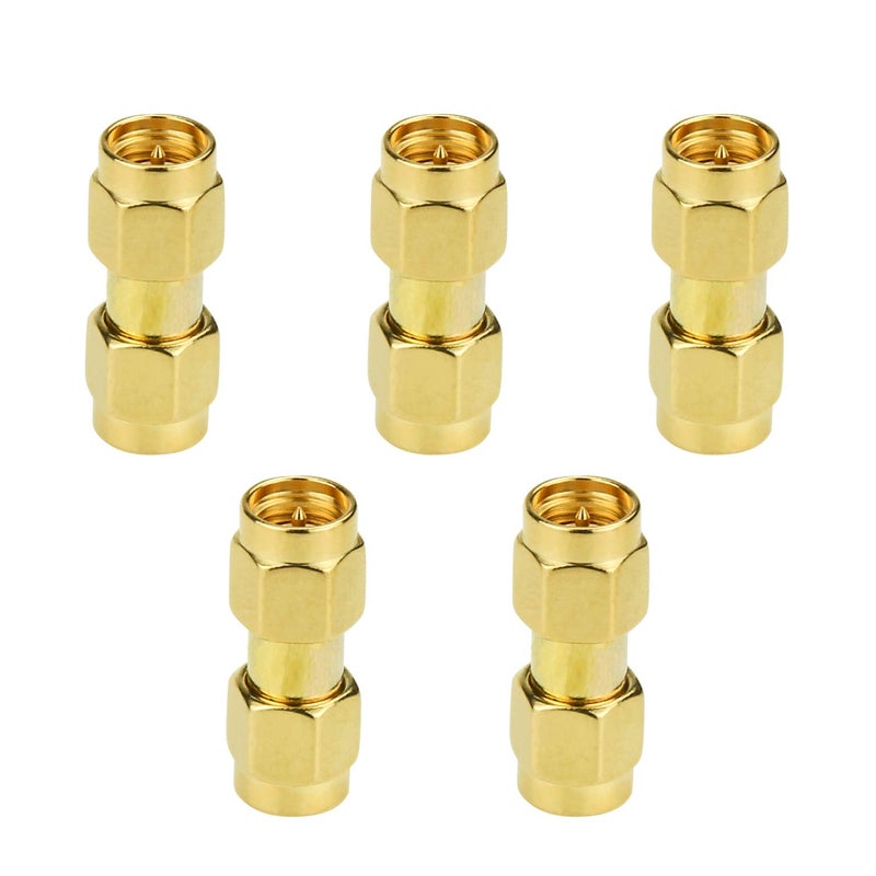 RFAdapter SMA 5 Pack SMA Male to Male Adapter Coupler Coaxial Connector for Antenna, Radio, WiFi - Image 1